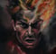 a painting of a man with a fire on his head