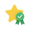 Star with ribbon and checkmark badge