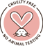 Cruelty-free badge, geen dierproeven gebruikt.