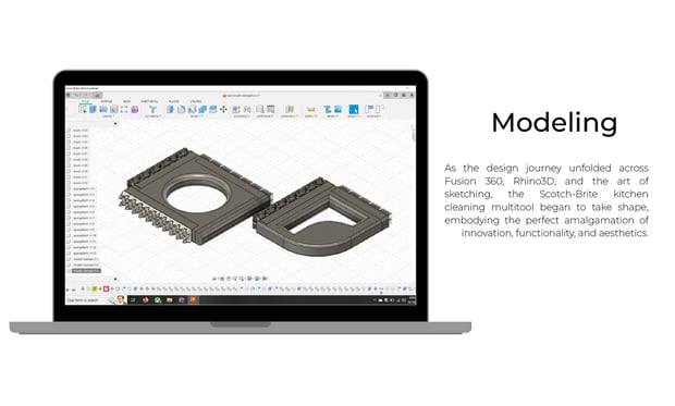 CAD model of Scotch-Brite SwiftScrub showing ergonomic design and functional layout.