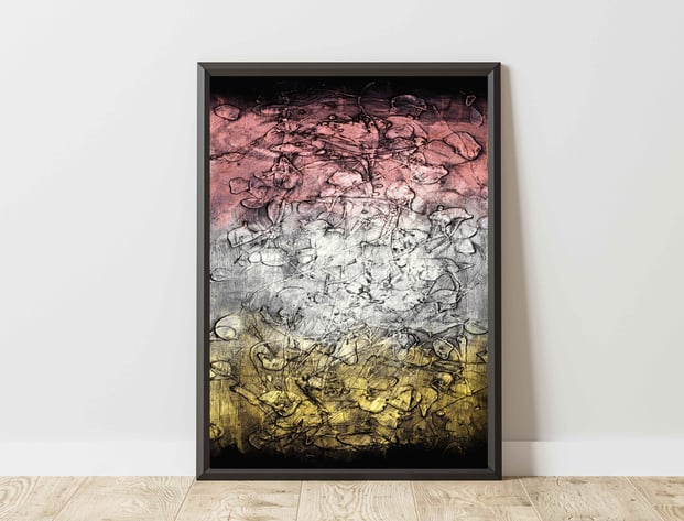 Original abstract painting in earthy gold, soft white, and deep black tones — hand-painted textured