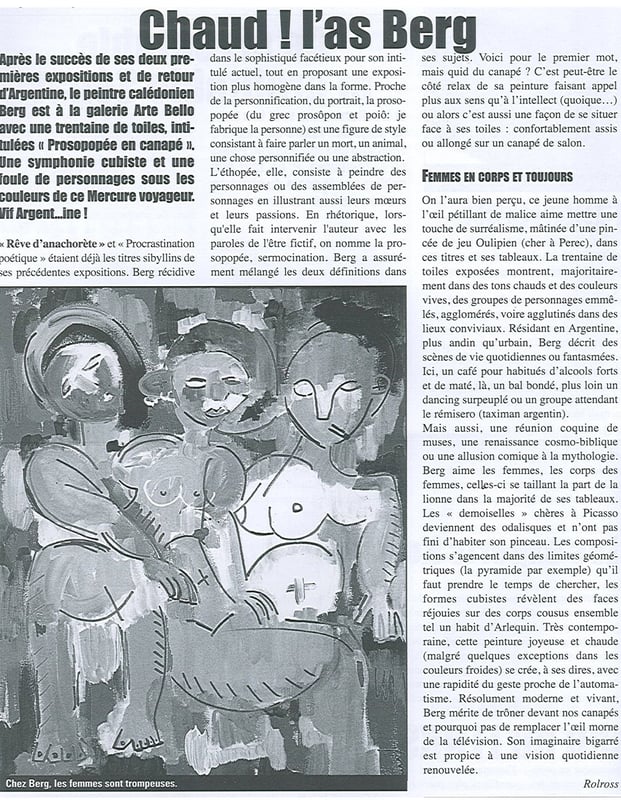 article de presse de Rollross sur l'artiste Julien Berger BERG