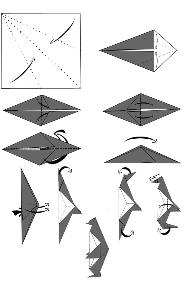Istruzioni per creare un pinguino di origami con la carta