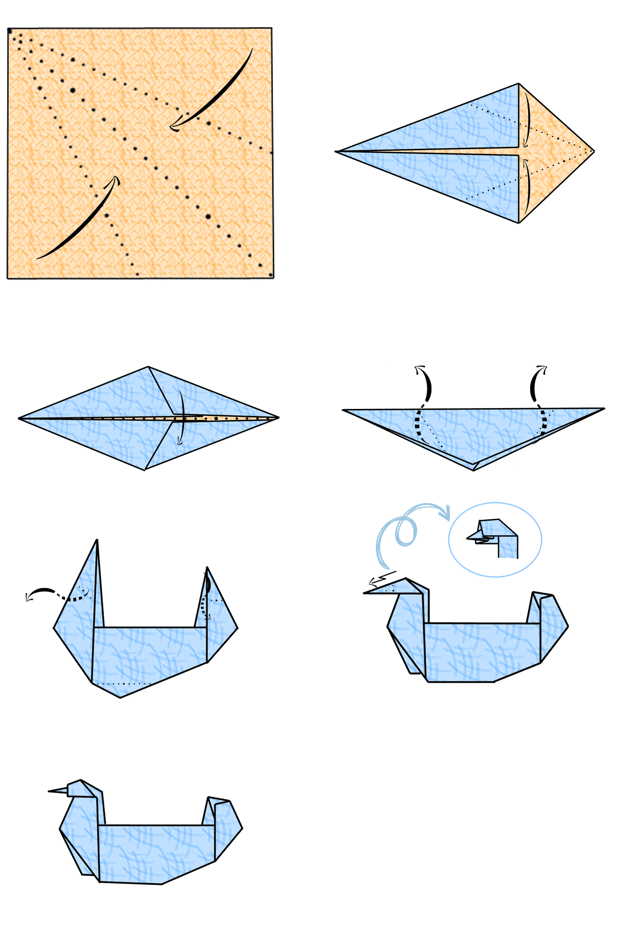 un origami di carta di un anatra