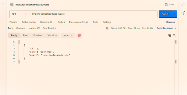 POSTMAN api testing GET endpoint of REST API in Java Springboot