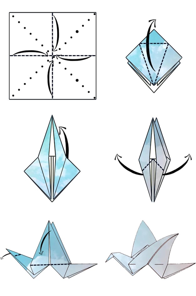 Istruzioni per creare una Cicogna di origami con la carta