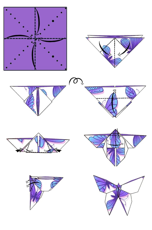Istruzioni per creare una Farfalla di origami con la carta