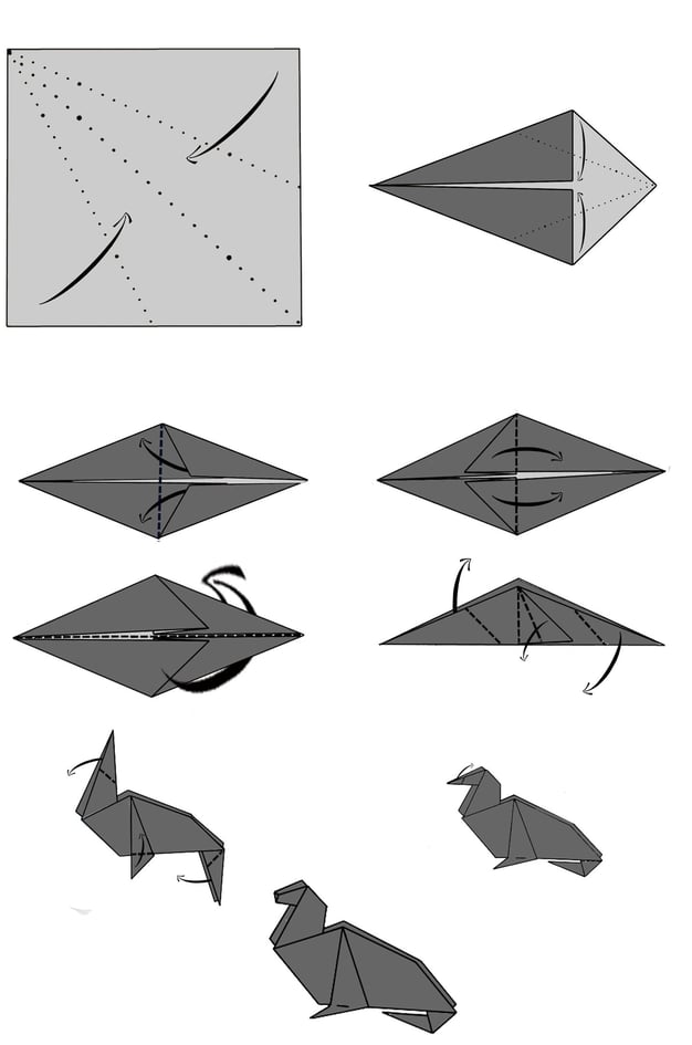 Istruzioni per creare una foca di origami con la carta