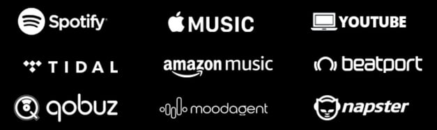 aggregators list - spotify - apple music - amazon music - youtube music - tidal - beatport - qobuz ...