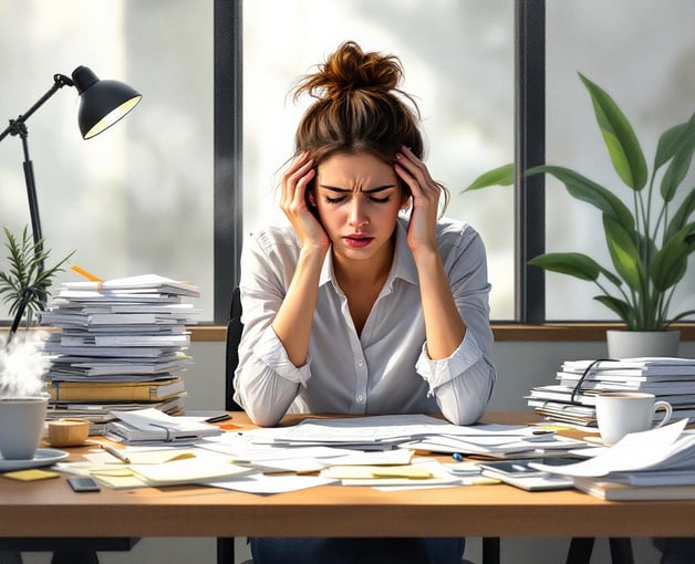 woman stressed at work