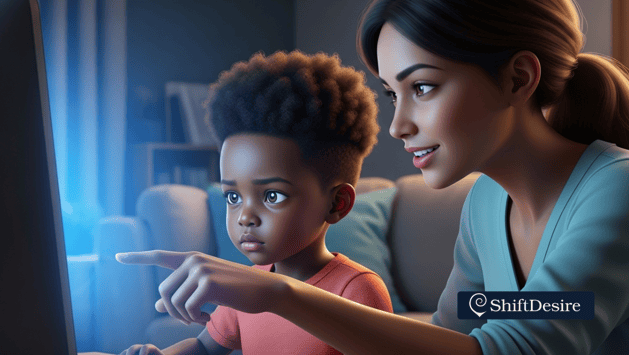 mother-showing-somethming-to-her-son