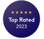 a badge with the words top rated in the top rated ratings