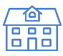 a blue house with a blue sky background