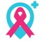 a pink ribbon with a pink ribbon around it
