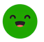 a green smiley face with a smile on it