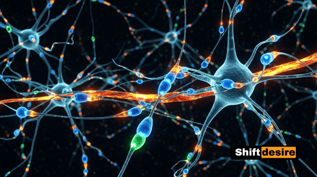Detailed illustration of neurons firing and forming new connections in the brain, glowing synapses