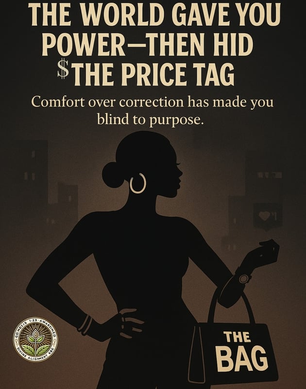 Silhouette of a confident modern woman wearing hoop earrings and accessories, standing with one hand on her hip and holding a