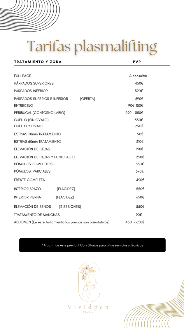 tarifas para los tratamientos de plasma pen