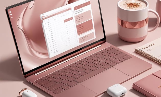 a laptop computer and a cup of coffee on a table