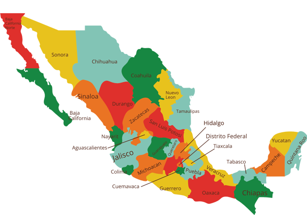 mapa de México con la distribución y envíos de Soldiaz Industrias