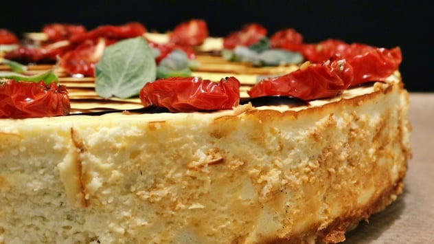 Goats' Cheese, Ricotta, & Roasted Tomato Cheesecake