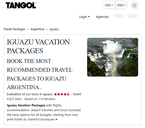 Tangol's Ad - Full Iguazu Tour Offers