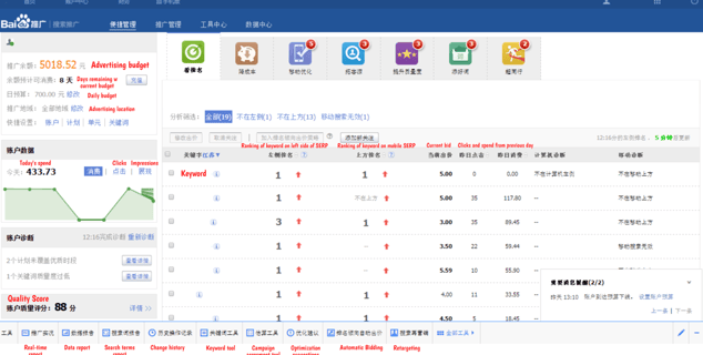Baidu Ads interface
