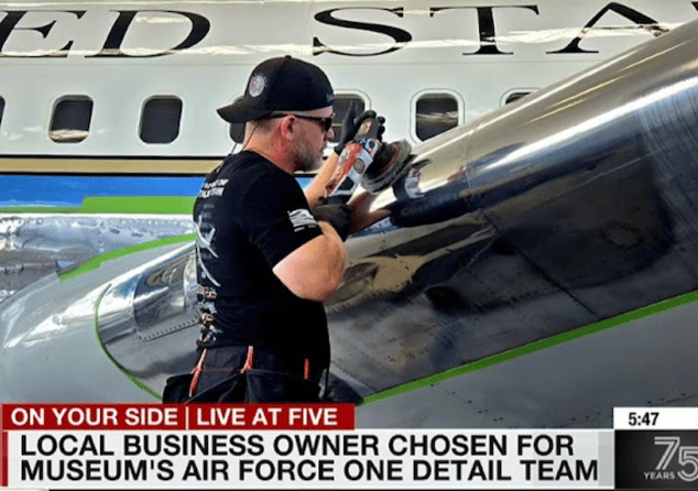 The Owner of D and P Auto Detailing: detailing Air Force One Plane