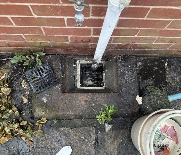 A blocked gully in Blackpool