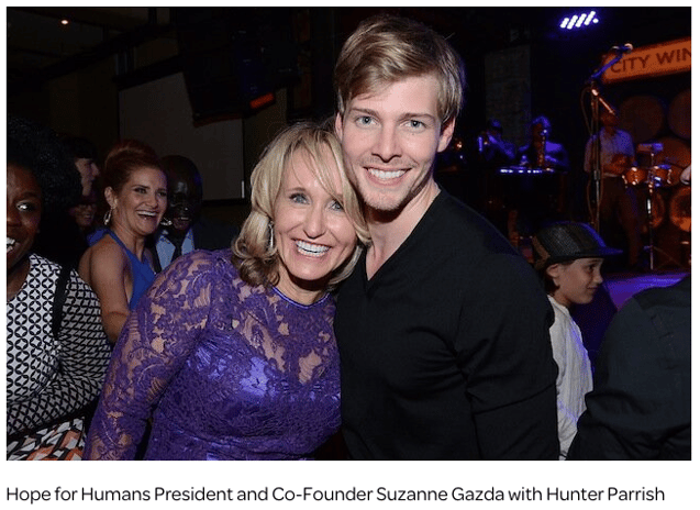 Hope for Humans President and Co-Founder Suzanne Gazda with Hunter Parrish
