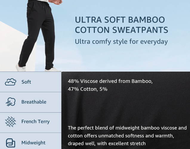 men walking with ultra soft bamboo cotton sweatpants sustainable jogger pants