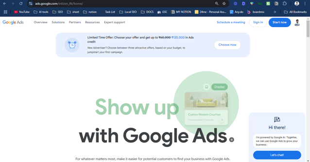 A webpage with Google ads visible, presenting a range of advertisements to capture the attention of 