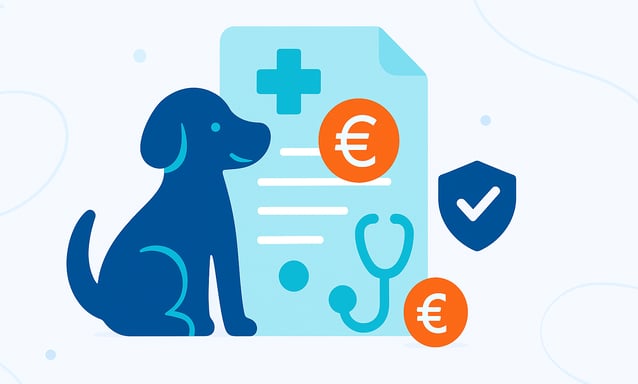 Illustrazione digitale in stile flat che promuove la detrazione spese veterinarie 730/2025 con stile CAF Public