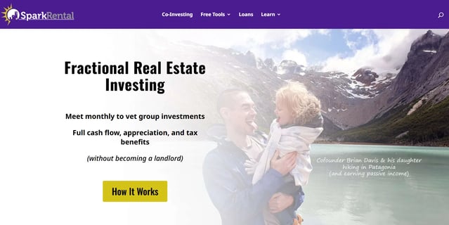 Screenshot of SparkRental's homepage
