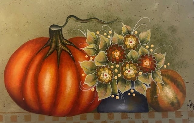 Sandy DeAngelo, A Box of Fall Joy, Acrylic Painting, Pumpkins