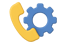 Phone and gear icon for support