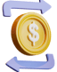 a dollar sign with Rotating arrow, Refinance home loan