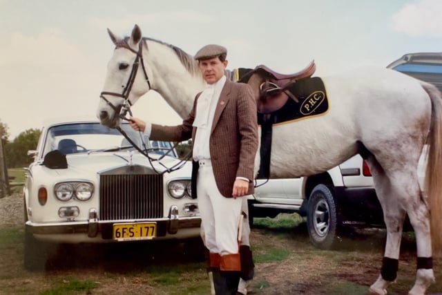 Peel Hunt Club member, Peter Pickering, with white hunter and white Rolls