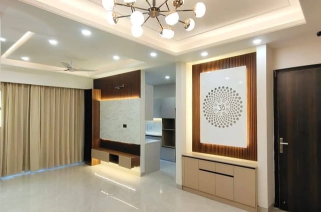Luxurious Living Room of 3 BHK Luxury Builder Floor Near 100 Feet Road — Chattarpur