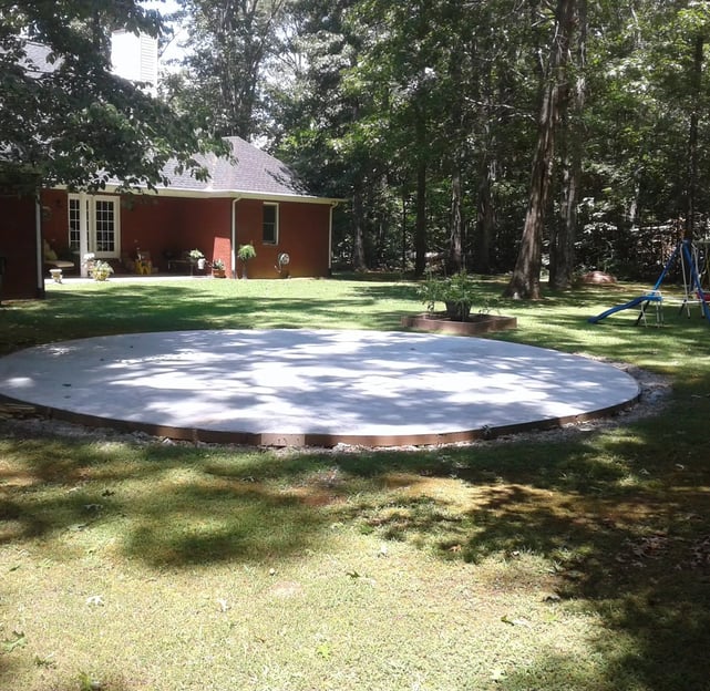 custom concrete slab design for backyard in huntsville