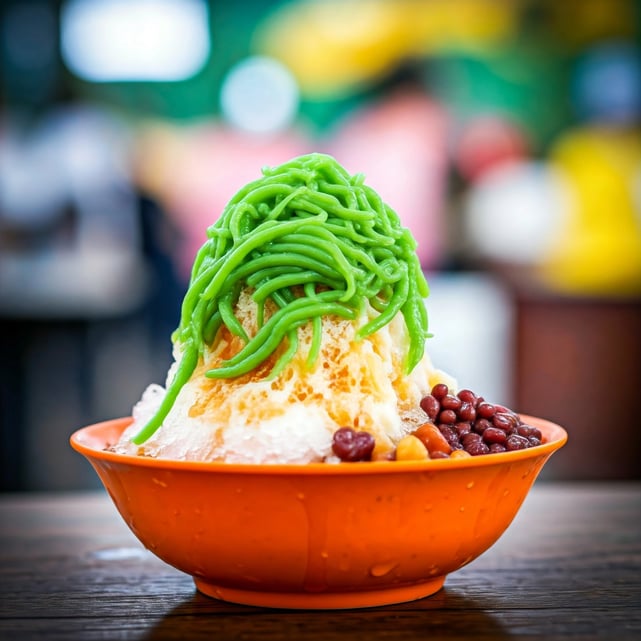 Chendol Ice; A southeeast asian shaved ice dessert