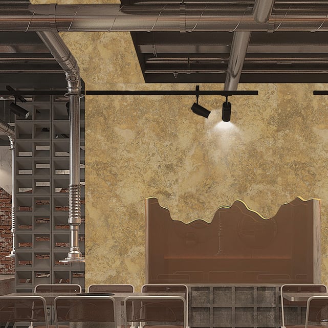Sinoflexistone material applied on a commercial area, showcasing its Rusty Texture design