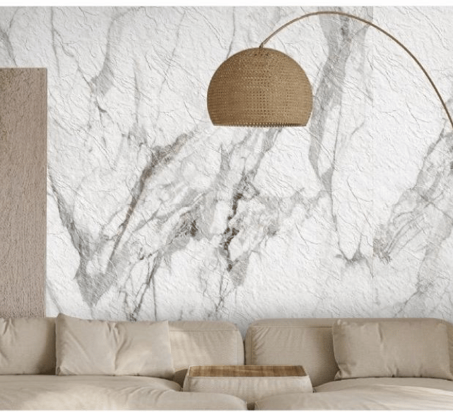 Calacatta flexistone with elegant white background and distinctive bold veining for wall deco