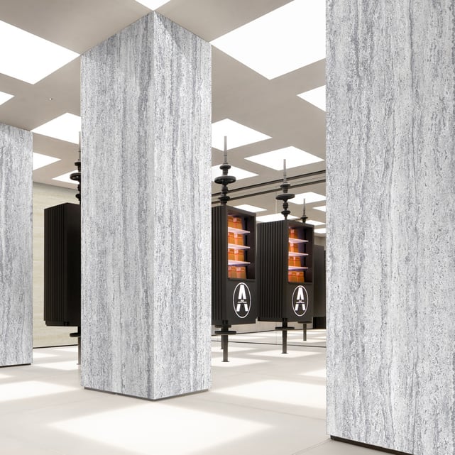 Rome Travertine sinoflexistone with 3D natural stone texture for commercial applications