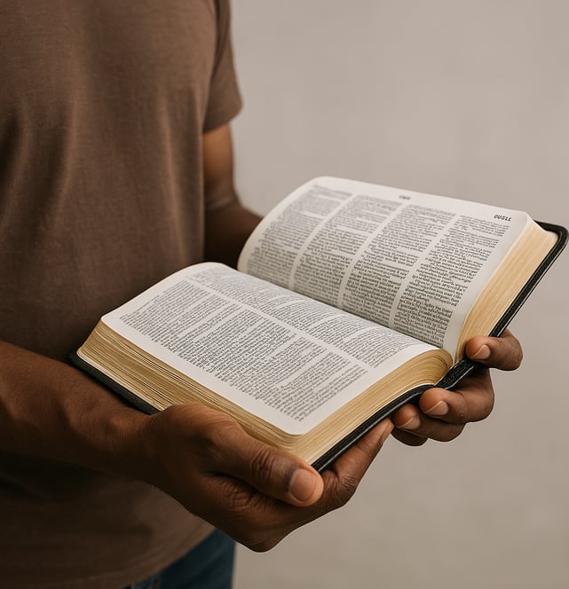a man holding an open book