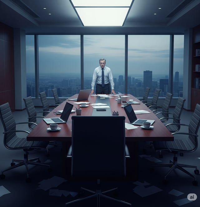 Executive leading project recovery meeting in corporate boardroom