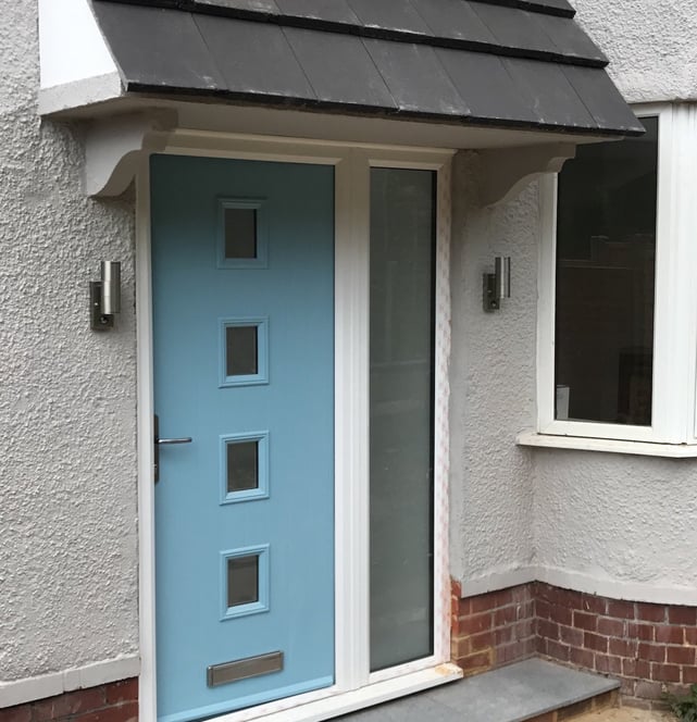 Duck Egg Blue Composite Front Door with Side Panel fitted In Bitterne, Southampton