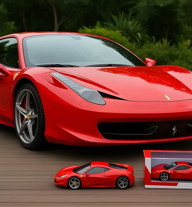 carro tamaño real y versión a escala
