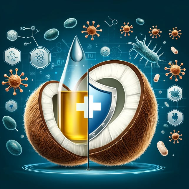 a coconut oil bottle with a shield shield on it