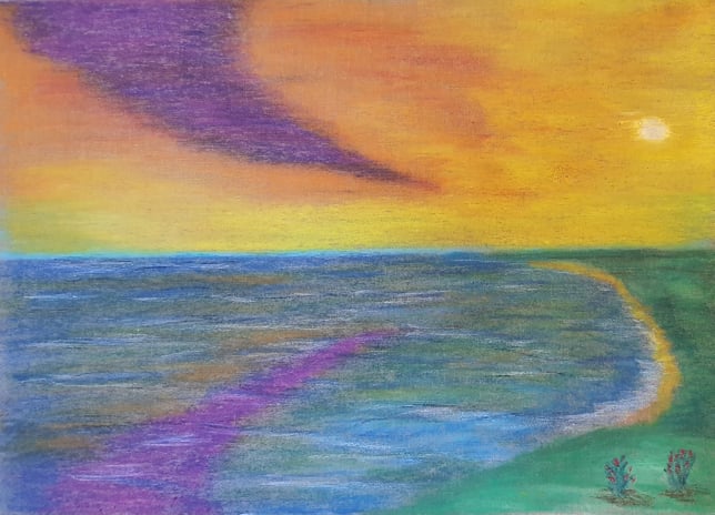 Aurores marée montante. Toile 42x30cm.